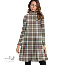 Scottish Stewart Dress Ancient Clan Tartan Crest Womens High Neck Dress Tartan Plaid Dress