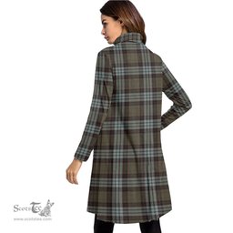 Scottish Stewart Old Weathered Clan Tartan Crest Womens High Neck Dress Tartan Plaid Dress