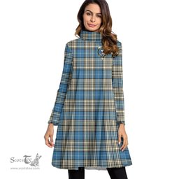 Scottish Napier Ancient Clan Tartan Crest Womens High Neck Dress Tartan Plaid Dress