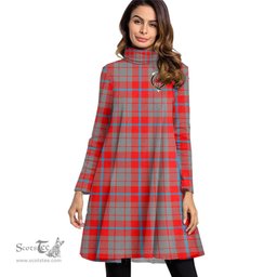 Scottish Moubray Clan Tartan Crest Womens High Neck Dress Tartan Plaid Dress