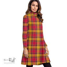 Scottish Scrymgeour Tartan Womens High Neck Dress Tartan Plaid Dress