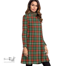 Scottish Prince of Wales Tartan Womens High Neck Dress Tartan Plaid Dress