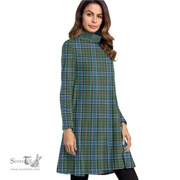 Scottish Ogilvie Hunting Ancient Tartan Womens High Neck Dress Tartan Plaid Dress