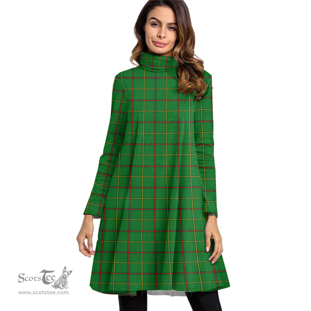 Scottish Tribe of Mar Tartan Womens High Neck Dress Tartan Plaid Dress