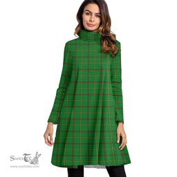 Scottish Tribe of Mar Tartan Womens High Neck Dress Tartan Plaid Dress