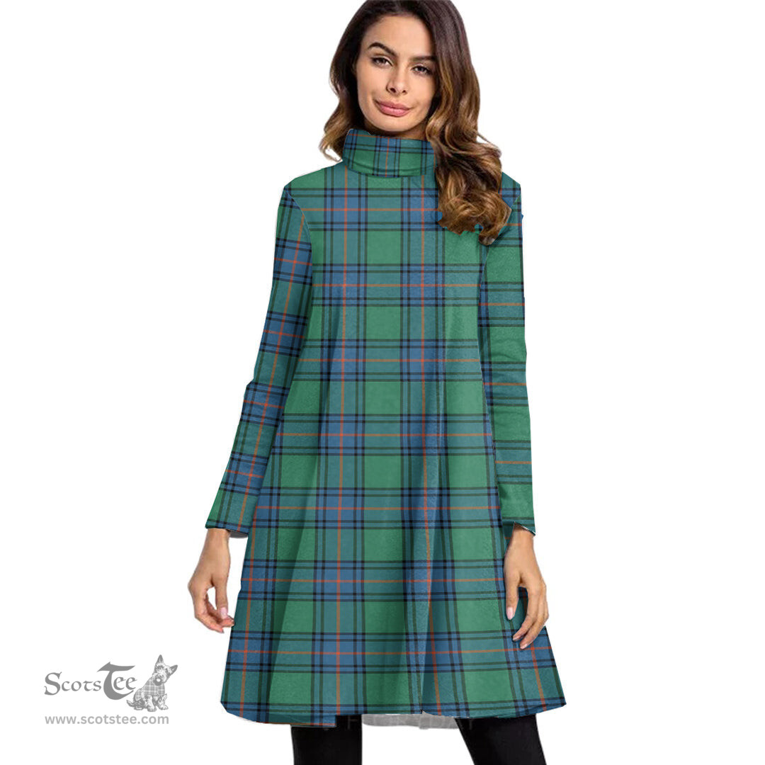 Scottish Shaw Ancient Tartan Womens High Neck Dress Tartan Plaid Dress