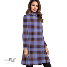 Scottish Rutherford Tartan Womens High Neck Dress Tartan Plaid Dress