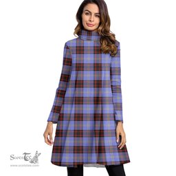 Scottish Rutherford Tartan Womens High Neck Dress Tartan Plaid Dress
