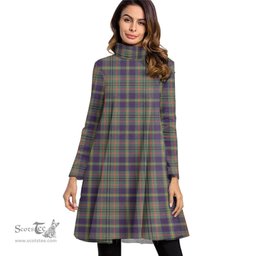 Scottish Taylor Weathered Tartan Womens High Neck Dress Tartan Plaid Dress
