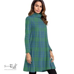 Scottish Montgomery Ancient Tartan Womens High Neck Dress Tartan Plaid Dress