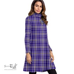 Scottish Ochterlony Clan Tartan Crest Womens High Neck Dress Tartan Plaid Dress
