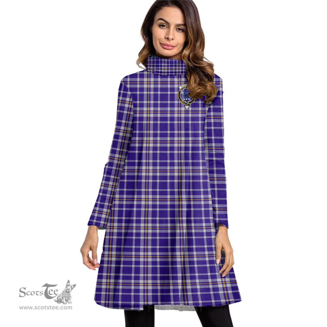 Scottish Ochterlony Clan Tartan Crest Womens High Neck Dress Tartan Plaid Dress