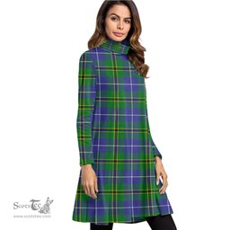 Scottish Turnbull Hunting Tartan Womens High Neck Dress Tartan Plaid Dress