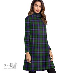 Scottish Russell Modern Tartan Womens High Neck Dress Tartan Plaid Dress