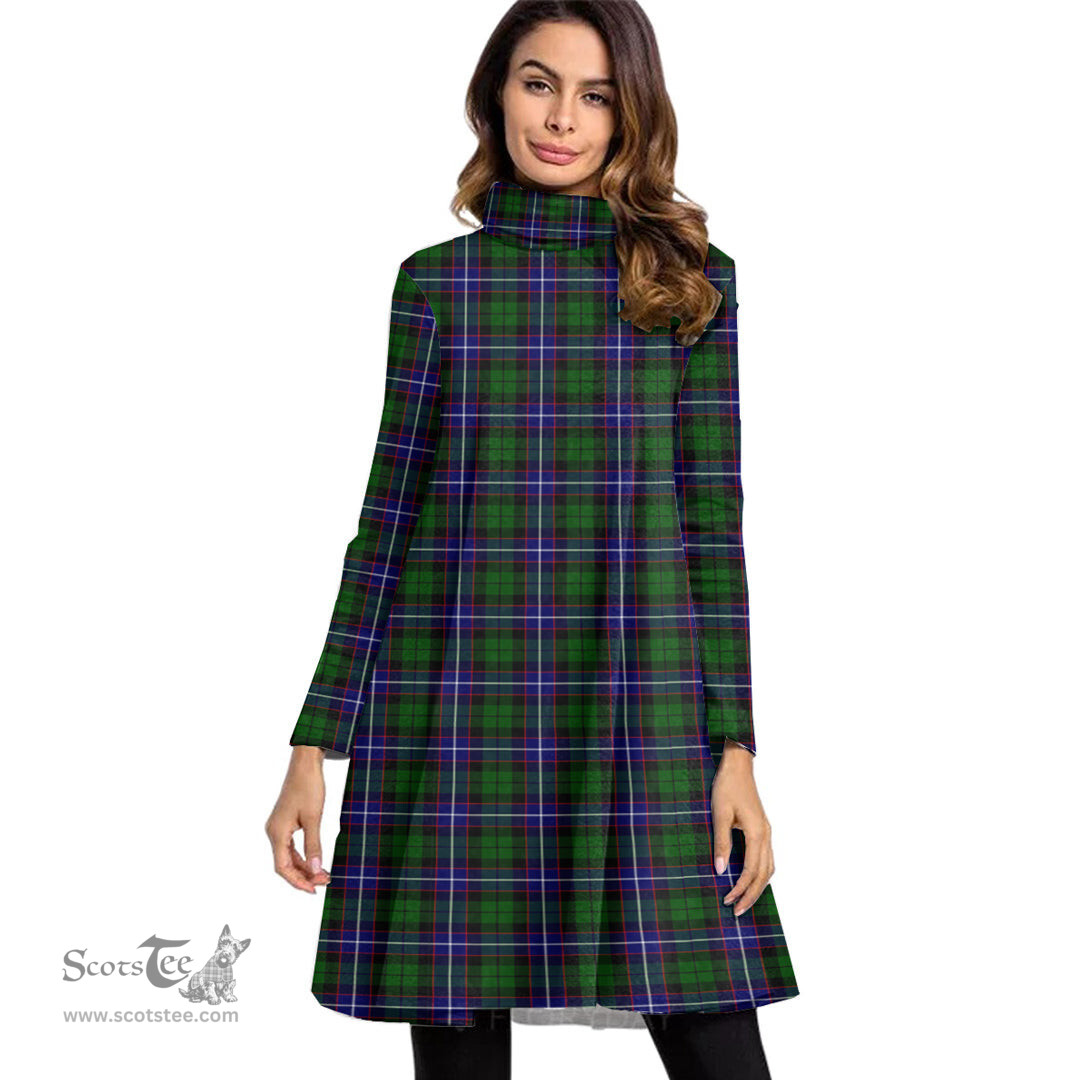 Scottish Russell Modern Tartan Womens High Neck Dress Tartan Plaid Dress