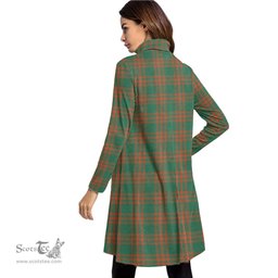 Scottish Menzies Green Ancient Clan Tartan Crest Womens High Neck Dress Tartan Plaid Dress
