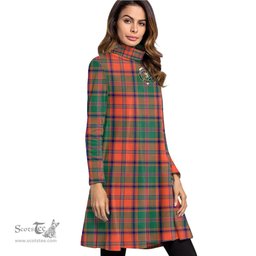 Scottish Stewart of Appin Ancient Clan Tartan Crest Womens High Neck Dress Tartan Plaid Dress