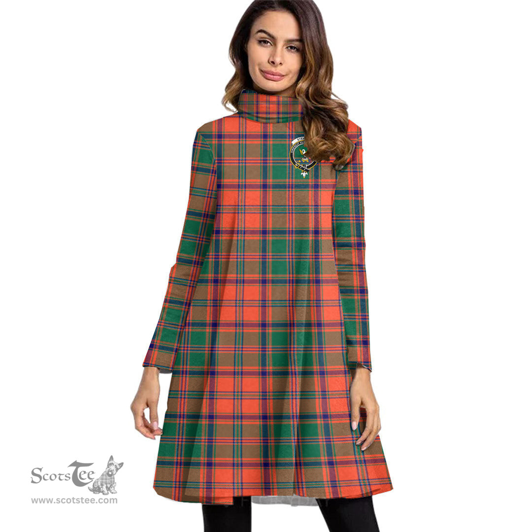 Scottish Stewart of Appin Ancient Clan Tartan Crest Womens High Neck Dress Tartan Plaid Dress