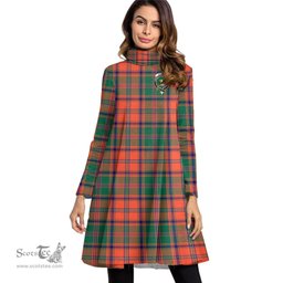 Scottish Stewart of Appin Ancient Clan Tartan Crest Womens High Neck Dress Tartan Plaid Dress