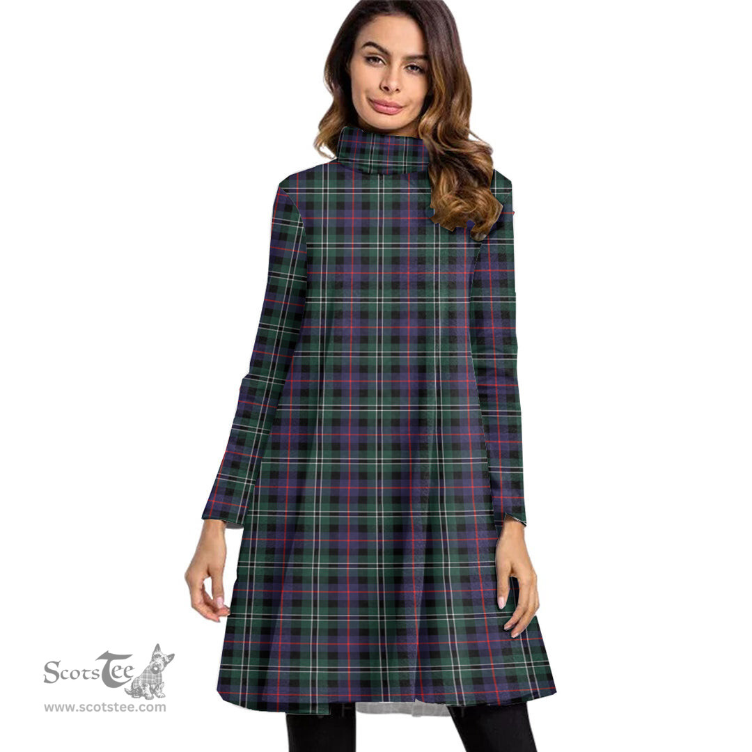 Scottish Rose Hunting Modern Tartan Womens High Neck Dress Tartan Plaid Dress
