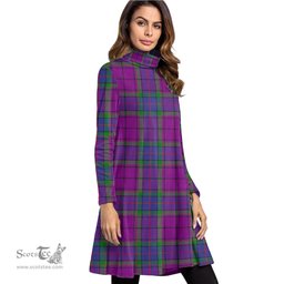 Scottish Wardlaw Modern Tartan Womens High Neck Dress Tartan Plaid Dress