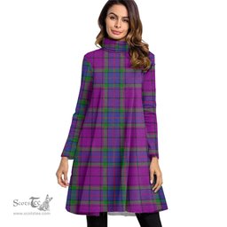 Scottish Wardlaw Modern Tartan Womens High Neck Dress Tartan Plaid Dress