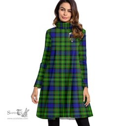 Scottish Rollo Modern Clan Tartan Crest Womens High Neck Dress Tartan Plaid Dress