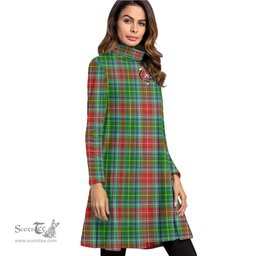 Scottish Muirhead Clan Tartan Crest Womens High Neck Dress Tartan Plaid Dress