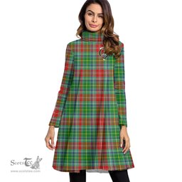 Scottish Muirhead Clan Tartan Crest Womens High Neck Dress Tartan Plaid Dress