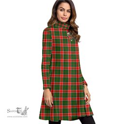 Scottish Pollock Modern Clan Tartan Crest Womens High Neck Dress Tartan Plaid Dress