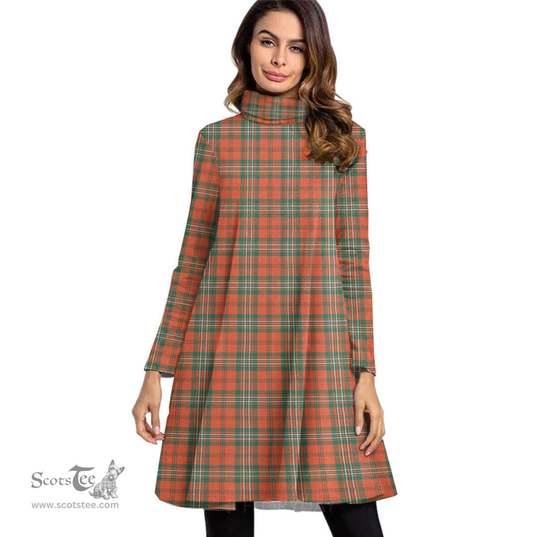 Scottish Scott Ancient Tartan Womens High Neck Dress Tartan Plaid Dress