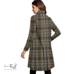 Scottish Stewart Hunting Weathered Tartan Womens High Neck Dress Tartan Plaid Dress