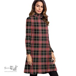 Scottish Norwegian Night Tartan Womens High Neck Dress Tartan Plaid Dress