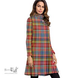Scottish Ogilvie of Airlie Ancient Clan Tartan Crest Womens High Neck Dress Tartan Plaid Dress