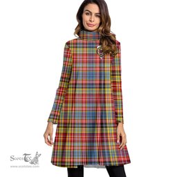 Scottish Ogilvie of Airlie Ancient Clan Tartan Crest Womens High Neck Dress Tartan Plaid Dress