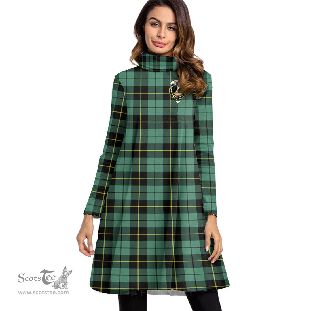 Scottish Wallace Hunting Ancient Clan Tartan Crest Womens High Neck Dress Tartan Plaid Dress