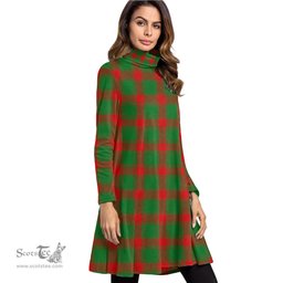 Scottish Middleton Modern Tartan Womens High Neck Dress Tartan Plaid Dress