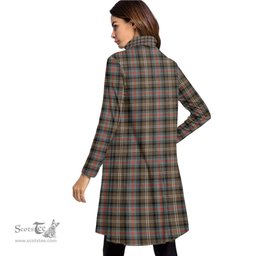 Scottish Sutherland Weathered Clan Tartan Crest Womens High Neck Dress Tartan Plaid Dress