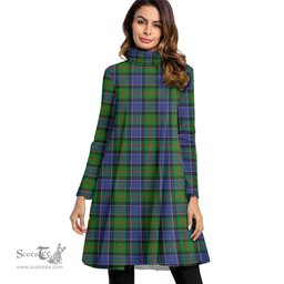 Scottish Paterson Tartan Womens High Neck Dress Tartan Plaid Dress