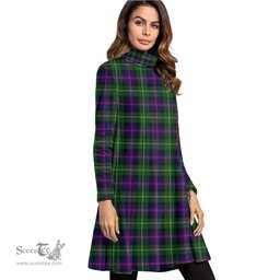 Scottish Malcolm Modern Tartan Womens High Neck Dress Tartan Plaid Dress