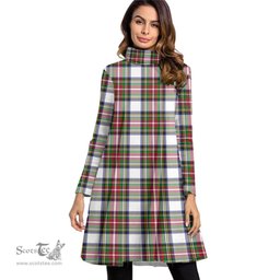 Scottish Stewart Dress Modern Tartan Womens High Neck Dress Tartan Plaid Dress