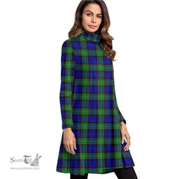 Scottish Sempill Modern Tartan Womens High Neck Dress Tartan Plaid Dress