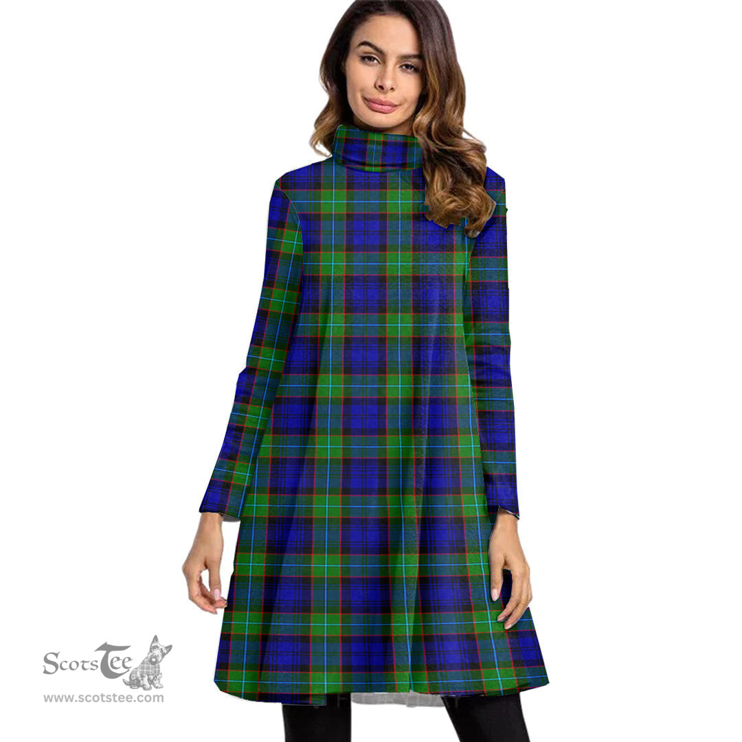 Scottish Sempill Modern Tartan Womens High Neck Dress Tartan Plaid Dress