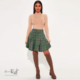 Scottish MacKinnon Hunting Ancient Clan Tartan Womens Mini Skirt Tartan Plaid Skirt
