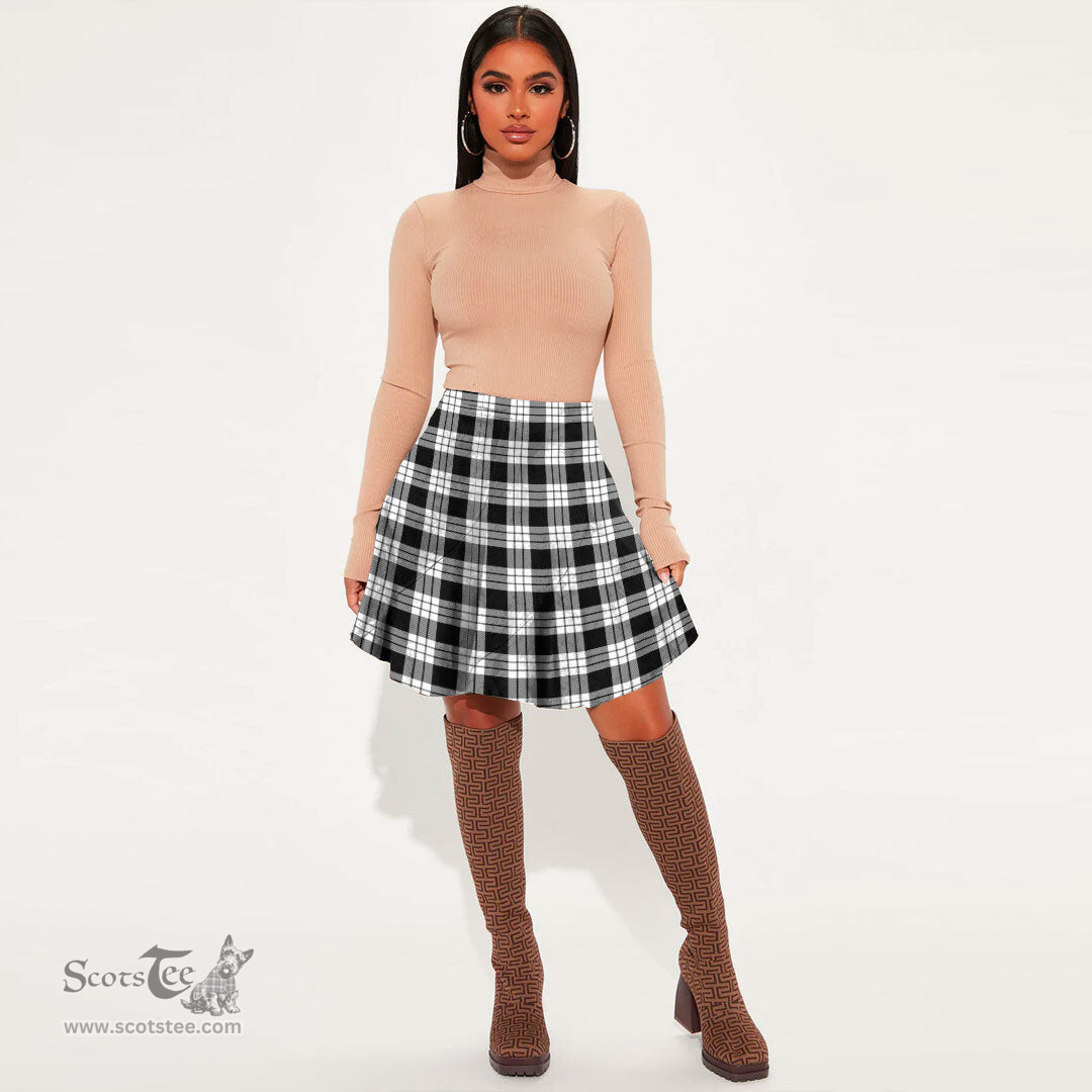 Scottish MacFarlane Black & White Clan Tartan Womens Mini Skirt Tartan Plaid Skirt