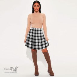Scottish MacFarlane Black & White Clan Tartan Womens Mini Skirt Tartan Plaid Skirt