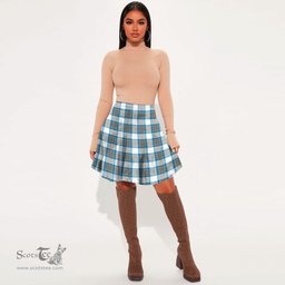 Scottish Stewart Muted Blue Clan Tartan Womens Mini Skirt Tartan Plaid Skirt