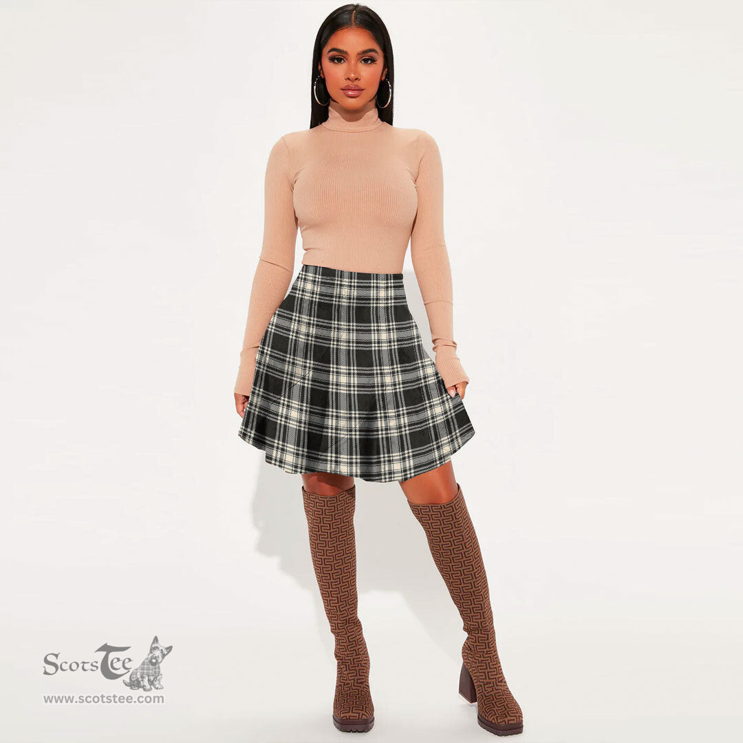 Scottish Menzies Black & White Ancient Clan Tartan Womens Mini Skirt Tartan Plaid Skirt