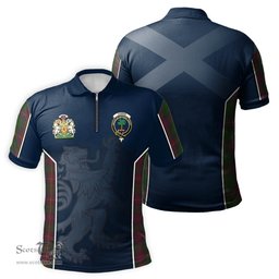 ScotsTee Shop Scottish Cairns Clan Scottish Crest and Scottish Lion Rampant Sport Tartan Zipper Polo Shirt