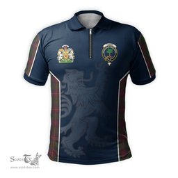 ScotsTee Shop Scottish Cairns Clan Scottish Crest and Scottish Lion Rampant Sport Tartan Zipper Polo Shirt